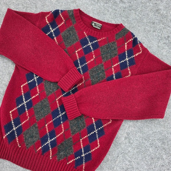 Preswick & Moore Other - Preswick & Moore Mens L Argyle Sweater 100% Shetland Wool Made in Ireland Red